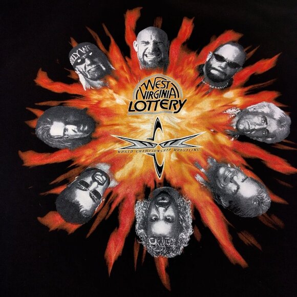 Vintage WCW World Championchip Wrestling West Virginia Lottery XL T Shirt - Picture 2 of 8